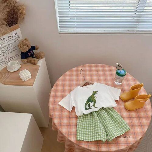 2Pcs Baby Clothes Set Newborn Boys Casual Dinosaur Print Sho