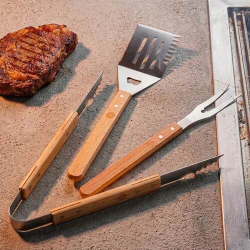 Outdoor camping picnic BBQ wooden handle fork shovel set