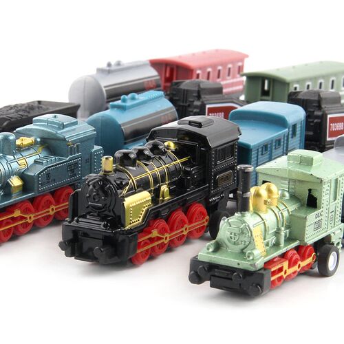 Diecast 1:60 Alloy Toy Car Vehicles Retro Steam Train Carrin