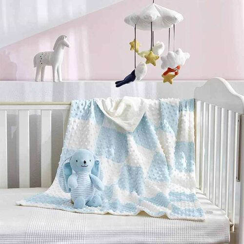 Minky Dot Soft Baby Blanket With Toys Double Layer Warm Plus