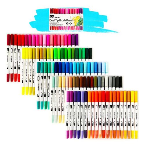 36/48/60/100 Watercolor Pen Dual-Tip Art Markers Pens Felt P