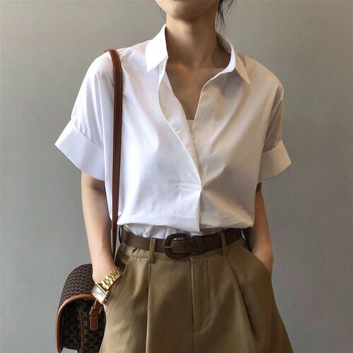 New elegant solid color shirts for ladies fashion Korean sty