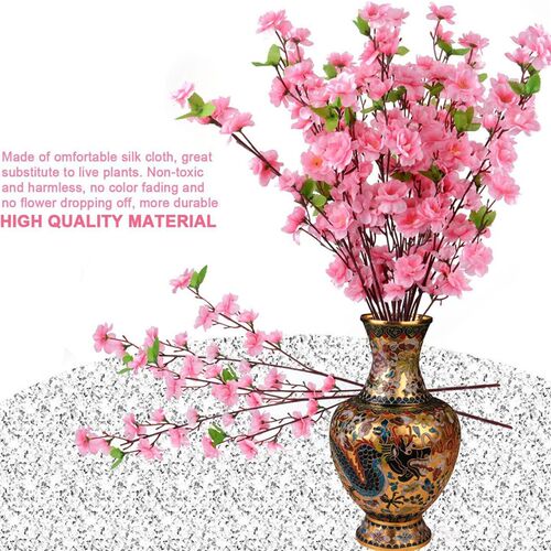 1Pc Artificial Flower Silk Peach Blossom Branch Cherry Room