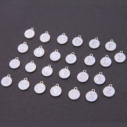10pcs/26pcs Alphabet Letter Double Face Enamel Charms KC Gol