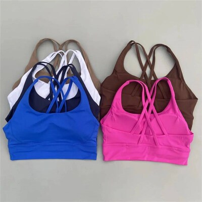 Solid Color Soft Cross Back Women Fitness Bra Tights Yoga Ve