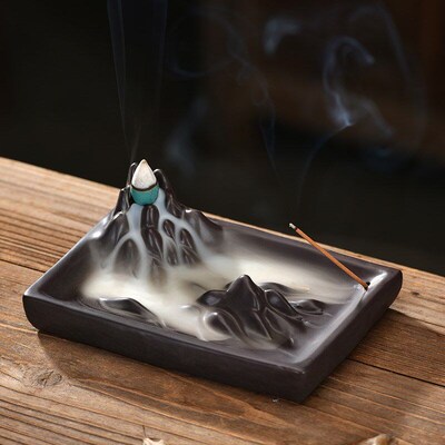 Ceramic smoked censer line present incense inserted ta