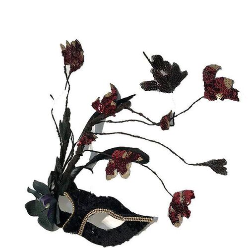 H Black Sequins Lace Feather Mask Girl Halloween Christmas