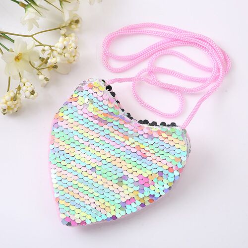 Princess Sequins Heart Shape Baby Bag Cute Solid Color Kid C