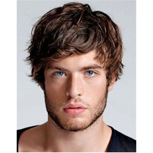 E-commerce Mens Short Brown Curly Wigs
