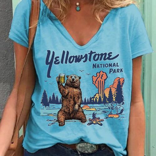 YELLOWSTON Woman Tops Casual Cotton V-neck Sleeveless Woman