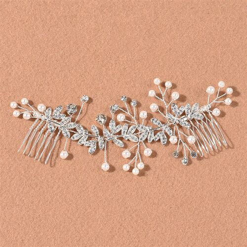 Silver Flower Hair Comb Wedding Dress Accessory Bride Orname