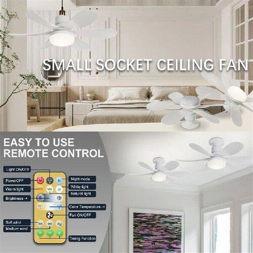 E26/27 Socket Fan LED Light Light Bulb Fan with Remote