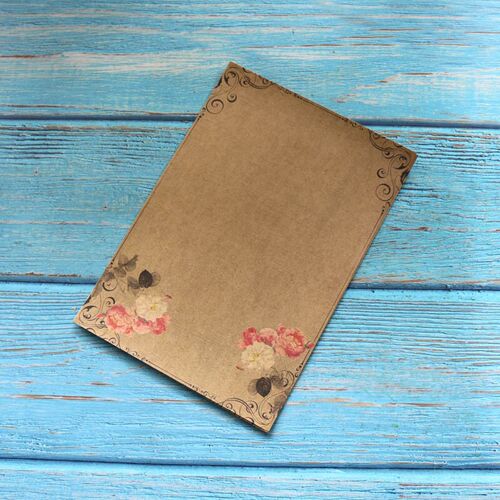 Kraft Brown Letter Paper 16sheets Vintage Flower Design