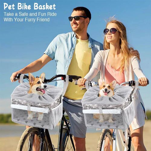 Dog or Cat Bike Basket, Expandable Soft Sided Pet Carrier Ba