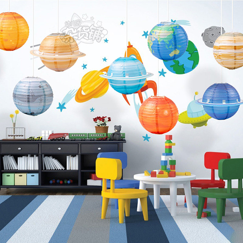 星球纸灯笼空中吊饰幼儿园教室走廊环创装饰星空科技氛围感布置,家居饰品,吊饰/挂饰,淘宝优惠券,粉丝福利购,淘宝优惠卷