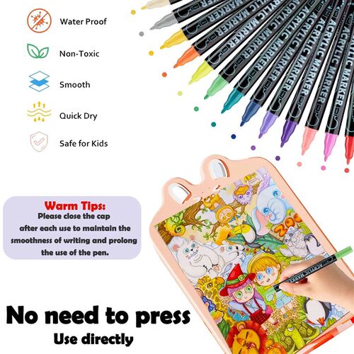 AngelMark Acrylic Marker Pen Double Headed Waterproof Art Pa