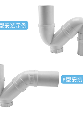 /75/110PVC下水管防臭存水弯P弯带检查口S弯存水封防臭弯头配件
