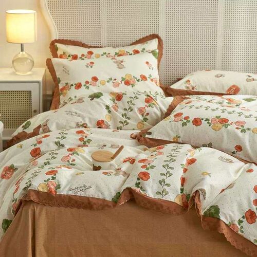 French Ste Cotton Bed Four-Piece Set 100 Cotton Vintage  4 B