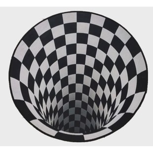 圆形3d印花陷阱地毯黑白错觉视觉地毯客厅卧室茶几毯