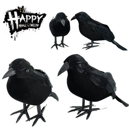 1pc Halloween Decoration Black Crow Model Simulation Fake Bi
