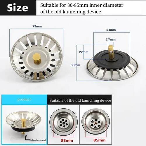 2pcs Kitchen Sink Strainer Stopper Waste Plug Sink Filter Fi