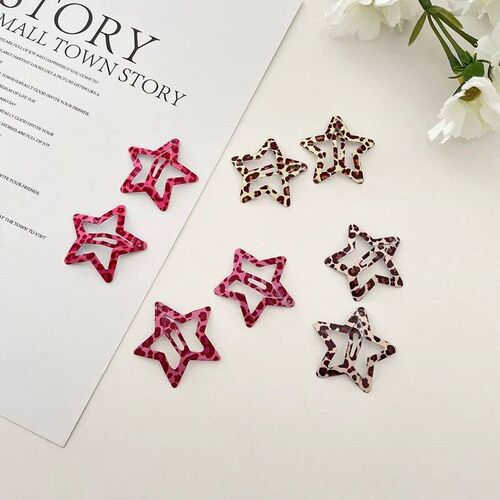 8pcs/set Leopard Print Hair Clips for Women Girls Vintage Ge