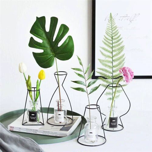 5PCS Nordic Flower Vases Iron Line Vase Plant Holder Flowerp