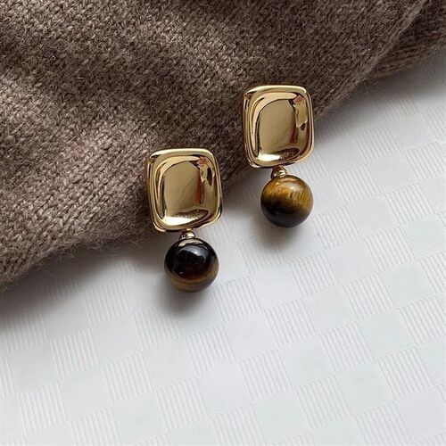 2025 Retro Fall Maillard Square Caramel Geometric Tigers Eye