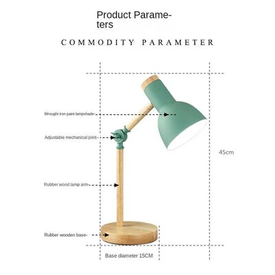 E27 Nordic Eye Protection Desk Lamp Wooden Book Light Study
