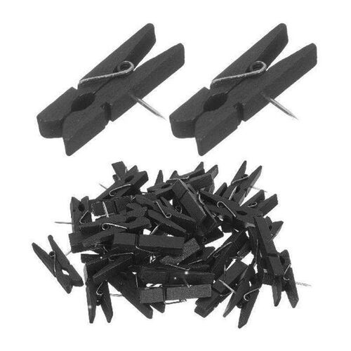 50 Pcs Thumbtack Clip Wooden Pegs Push Pins Crafts Clips