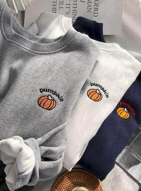 Sweatshirt Spring autumn Korean preppy small pumpkin embroid