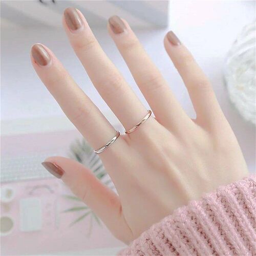 2mm Thin Stackable Ring Titanium Steel Simple Fashion Rose G