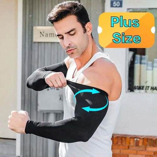 1 Pair Summer Sunscreen Sleeves Ice Silk Mens Plus Size Arm