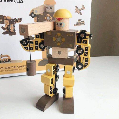 Creatve combnaton robot magnetc versatle assembly car D