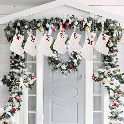 1PC A-Z Letter Hanging Christmas Stockings Knitted Socks  Ch