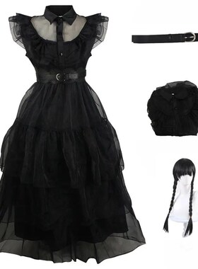 Gaun Kostum Cosplay Rabu Film Cosplay Addams Rabu Gaun Anak-