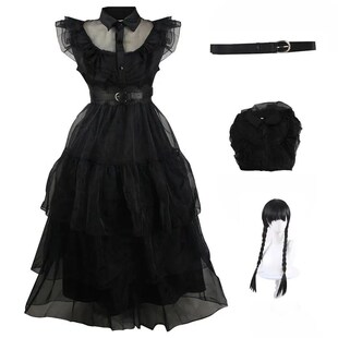 Gaun Kostum Cosplay Rabu Film Cosplay Addams Rabu Gaun Anak-