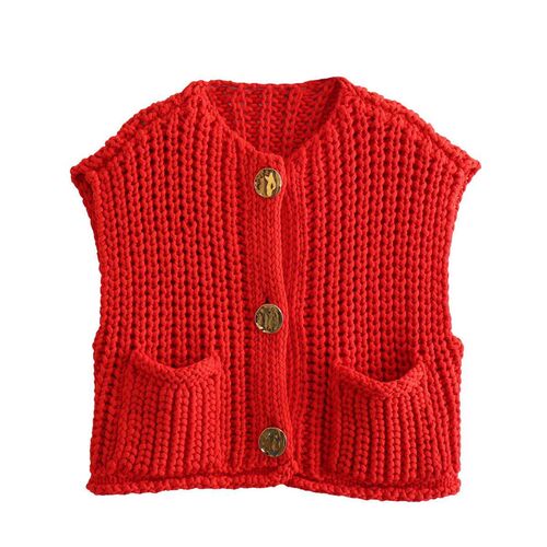 Korean Fashion Crop Sweater Women Vest Solid Loose Casual Sw