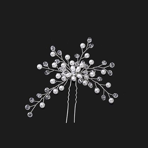 Fashion Crystal Pearl Flower Hairpin  Headpiece Hair Comb He