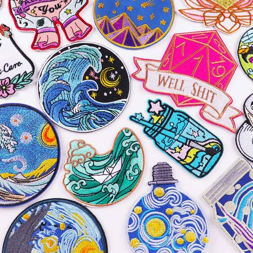 Van Gogh Embroidered Patches on Clothes DIY Cartoon Wave App