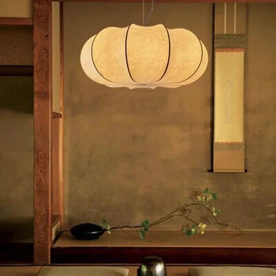 Japanese Wabi Sabi Style Chandelier Pumpkin Pendant Lamp for