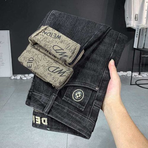 New High-end Jeans Mens Slim-fit Four Seasons Slim-fit Harl