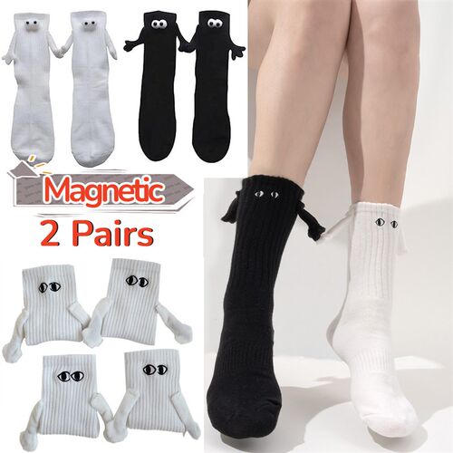 2Pairs Magnetic Attraction Socks Holding Hands Long Socks Co