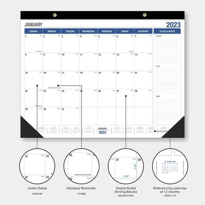 2023 English wall calendar monthly weekly planner agenda