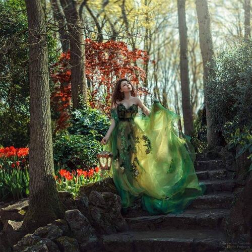 Emerald Green Dress Prom Dresses Floral Dress Women Evening