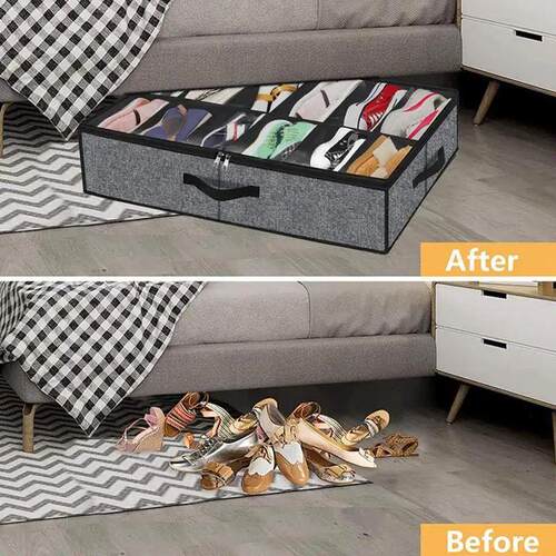 Under Bed Shoe Storage Organizer Non-woven Storage Box Foldi