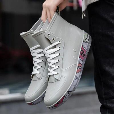 Men Rain Boots Fashion Trendy Nude Boots Anti-skid Work Chef