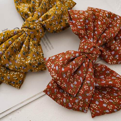Big Hair Bow Ties Hair Clips Two Layer Butterfly Floral Hair