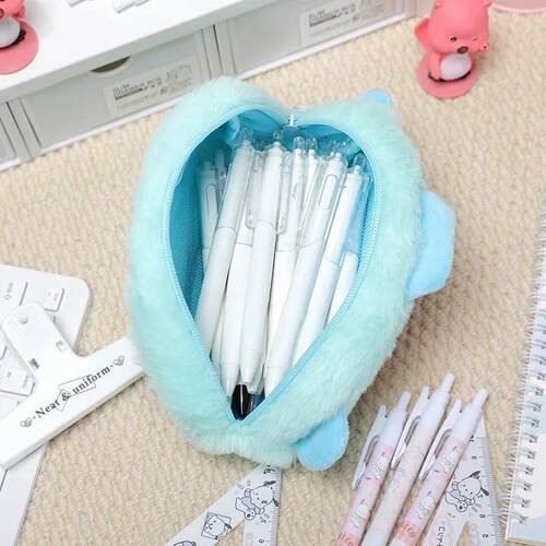Cartoon Plush Pencil Bag For Student Kawaii Storage Bag For
