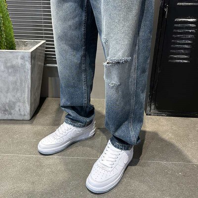 Summer Ripped Jeans Mens Straight Loose Harlan Mens Pants